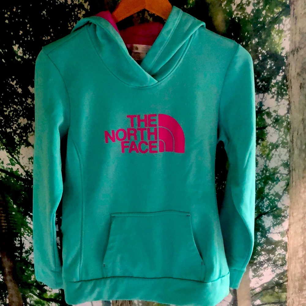 The North Face women hoodie turquoise kangaroo pocket Sz medium